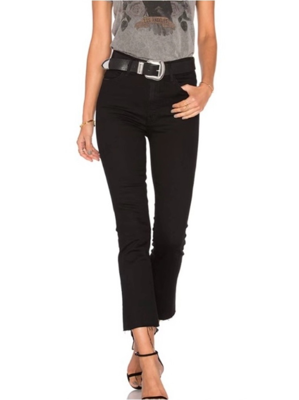 Mother Hustler Charcoal Black Ankle Fray Not Guilty Jeans